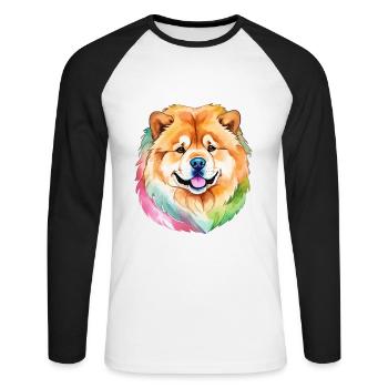 Chow Chow Watercolors - Unisex Long Sleeve Baseball T-Shirt - white/black - Front - Nik (191cm)