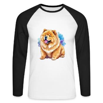 Chow Chow Watercolors - Unisex Long Sleeve Baseball T-Shirt - white/black - Front - Nik (191cm)