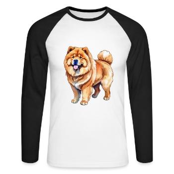 Chow Chow Aquarelles - T-shirt baseball manches longues Homme - blanc/noir - Devant - Nik (191cm)