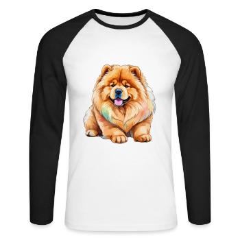 Chow Chow Watercolors - Unisex Long Sleeve Baseball T-Shirt - white/black - Front - Nik (191cm)