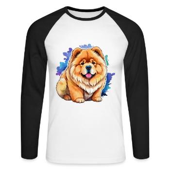 Chow Chow Watercolors - Unisex Long Sleeve Baseball T-Shirt - white/black - Front - Nik (191cm)