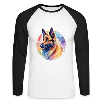 Berger Belge Aquarelle - T-shirt baseball manches longues Homme - blanc/noir - Devant - Nik (191cm)