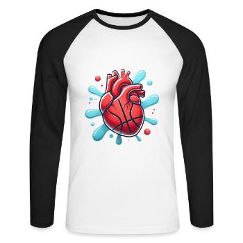 Heart Basketball Splash Graphic - Unisex Long Sleeve Baseball T-Shirt - white/black - Front - Nik (191cm)