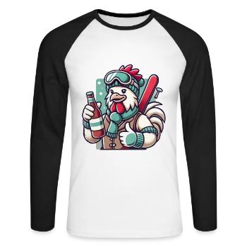 Ski Party Rooster Thumbs Up Design - Unisex Long Sleeve Baseball T-Shirt - white/black - Front - Nik (191cm)
