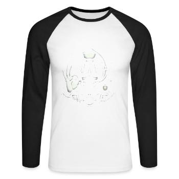 Plongeur sous-marin avec graphique OK Gesture - T-shirt baseball manches longues Homme - blanc/noir - Devant - Nik (191cm)
