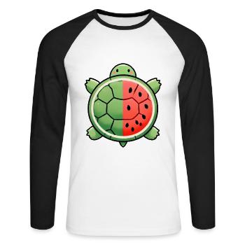 Natures Sweet Blend Watermelon Turtle - Unisex Long Sleeve Baseball T-Shirt - white/black - Front - Nik (191cm)