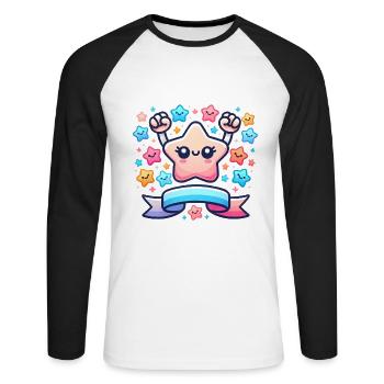 16 ans de célébration des étoiles - T-shirt baseball manches longues Homme - blanc/noir - Devant - Nik (191cm)