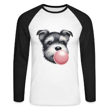 Playful Terrier with Bubble Gum - Unisex Long Sleeve Baseball T-Shirt - white/black - Front - Nik (191cm)