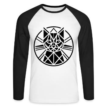 Cat Artifact Motif Abstract - Unisex Long Sleeve Baseball T-Shirt - white/black - Front - Nik (191cm)