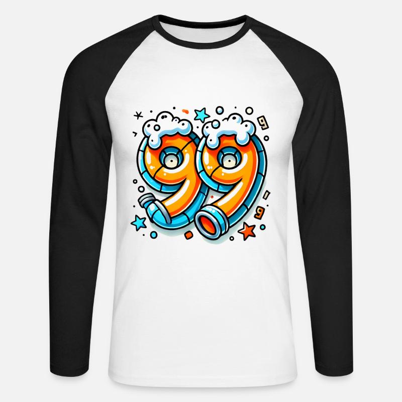 99 Probleme Graffiti Bier Design - Unisex Baseballshirt langarm - Weiß/Schwarz