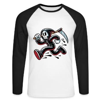 Conception amusante de la Faucheuse en train de courir - T-shirt baseball manches longues Homme - blanc/noir - Devant - Nik (191cm)