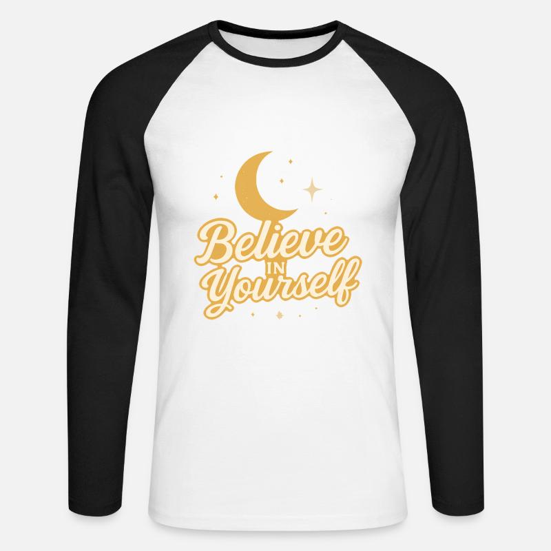 Croyez en vous-même, conception céleste - T-shirt baseball manches longues Homme - blanc/noir