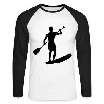 SUP Sportler Design - Unisex Baseballshirt langarm - Weiß/Schwarz - Vorne - Nik (191cm)