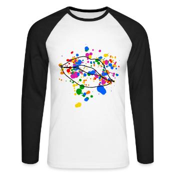 Conception de lèvres queer Kissing - T-shirt baseball manches longues Homme - blanc/noir - Devant - Nik (191cm)