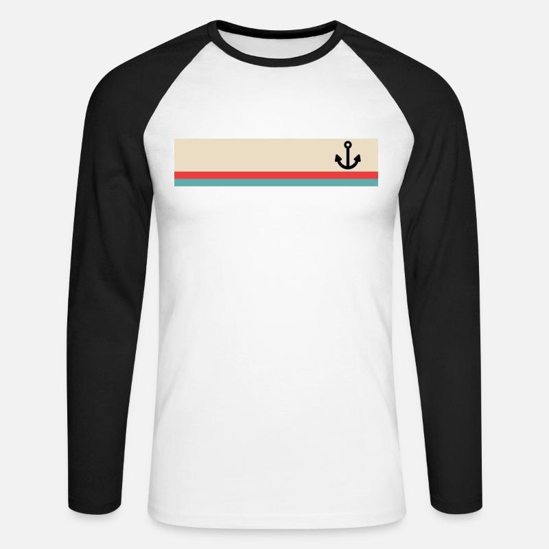 Anker maritim - Unisex Baseballshirt langarm - Weiß/Schwarz