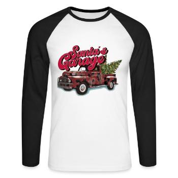 Le garage du Père Noël Nikolaus Retro Truck Noël - T-shirt baseball manches longues Homme - blanc/noir - Devant - Nik (191cm)
