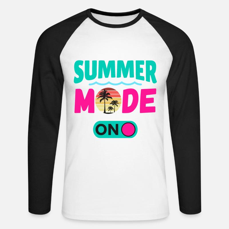Sommermodus Ein - Unisex Baseballshirt langarm - Weiß/Schwarz