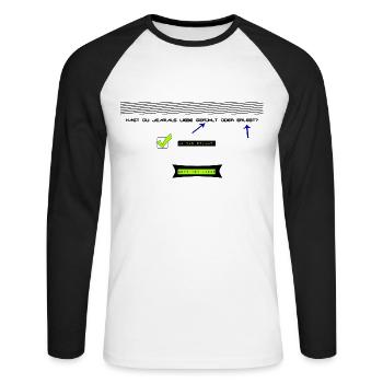 Liebe kann man nicht abstreiten - Unisex Baseballshirt langarm - Weiß/Schwarz - Vorne - Nik (191cm)
