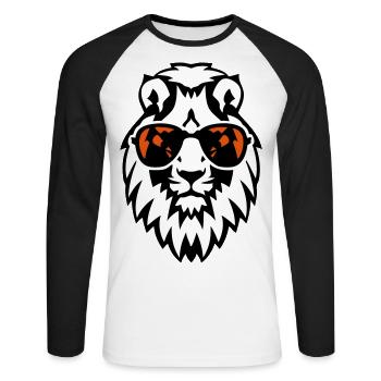 lion animal sun glasses - Unisex Long Sleeve Baseball T-Shirt - white/black - Front - Nik (191cm)