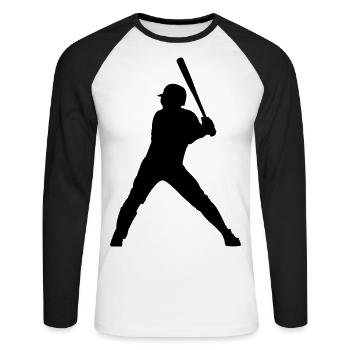 Baseball Batter Player Sports Gift - Unisex Long Sleeve Baseball T-Shirt - white/black - Front - Nik (191cm)