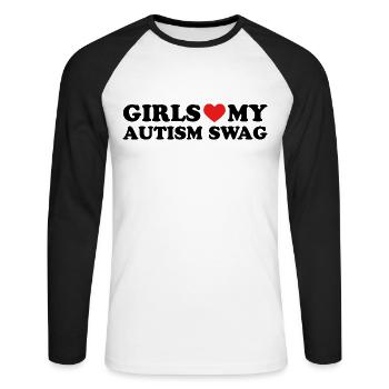 Girls Love My Autism Swag - Unisex Baseballshirt langarm - Weiß/Schwarz - Vorne - Nik (191cm)
