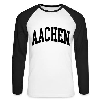 Aix-la-Chapelle - T-shirt baseball manches longues Homme - blanc/noir - Devant - Nik (191cm)