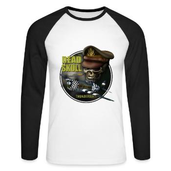 P47 Thunderbolt Dead Skull - Unisex Long Sleeve Baseball T-Shirt - white/black - Front - Nik (191cm)