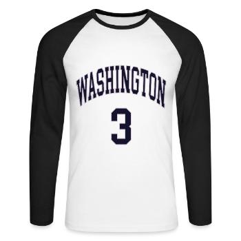 Washington 3 - Unisex Long Sleeve Baseball T-Shirt - white/black - Front - Nik (191cm)