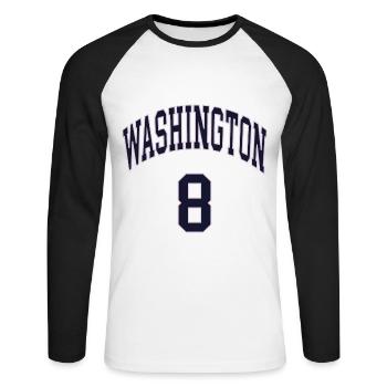 Washington 8 - Unisex Long Sleeve Baseball T-Shirt - white/black - Front - Nik (191cm)