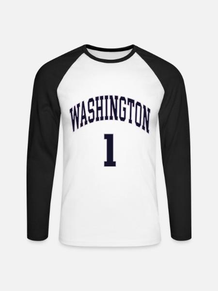 Washington 1 - Unisex Baseballshirt langarm - Weiß/Schwarz