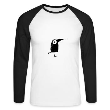 funny birds walking - Unisex Long Sleeve Baseball T-Shirt - white/black - Front - Nik (191cm)