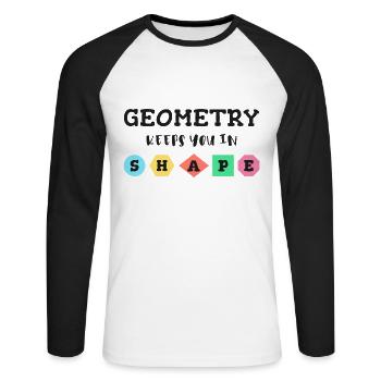 La géométrie vous maintient en forme, les formes géométriques - T-shirt baseball manches longues Homme - blanc/noir - Devant - Nik (191cm)