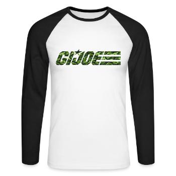 G.I. Joe Logo En Couleurs Camouflage - T-shirt baseball manches longues Homme - blanc/noir - Devant - Nik (191cm)
