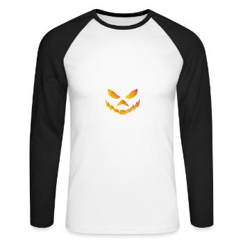 Citrouille. Flippant. Halloween. Cadeau. Dicton - T-shirt baseball manches longues Homme - blanc/noir - Devant - Nik (191cm)