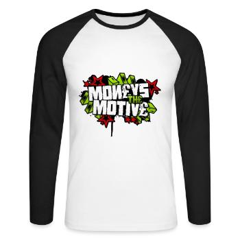 Geld Das Motiv - Unisex Baseballshirt langarm - Weiß/Schwarz - Vorne - Nik (191cm)