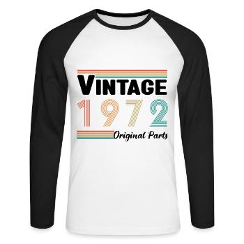 Vintage 1972 Original Parts Birthday Gift - Unisex Long Sleeve Baseball T-Shirt - white/black - Front - Nik (191cm)