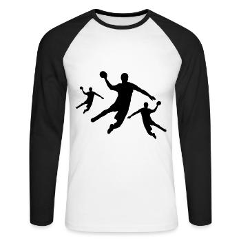 Équipe de joueurs de handball - T-shirt baseball manches longues Homme - blanc/noir - Devant - Nik (191cm)
