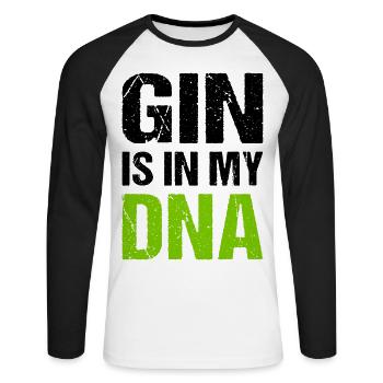 Le gin est dans mon ADN Toast Gin - T-shirt baseball manches longues Homme - blanc/noir - Devant - Nik (191cm)