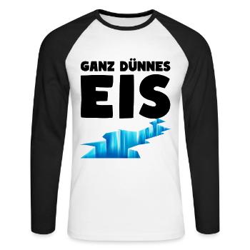 Ganz dünnes Eis Humor Sehr dünnes Eis - Unisex Baseballshirt langarm - Weiß/Schwarz - Vorne - Nik (191cm)