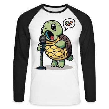 Jokester Turtle - Unisex Long Sleeve Baseball T-Shirt - white/black - Front - Nik (191cm)