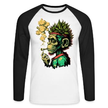 Unkraut-Kopf-Affe - Unisex Baseballshirt langarm - Weiß/Schwarz - Vorne - Nik (191cm)