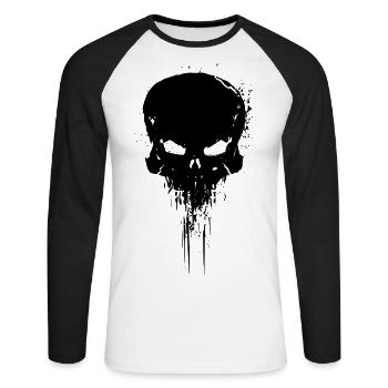 skull motif - Unisex Long Sleeve Baseball T-Shirt - white/black - Front - Nik (191cm)