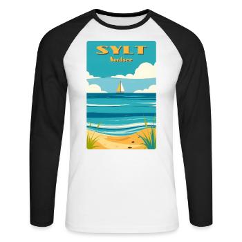 Sylt Nordsee - Unisex Baseballshirt langarm - Weiß/Schwarz - Vorne - Nik (191cm)