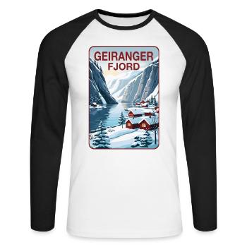 Geiranger Fjord - Unisex Baseballshirt langarm - Weiß/Schwarz - Vorne - Nik (191cm)