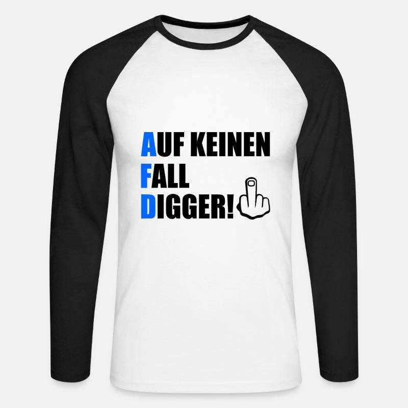 auf keinen fall digga - Unisex Baseballshirt langarm - Weiß/Schwarz