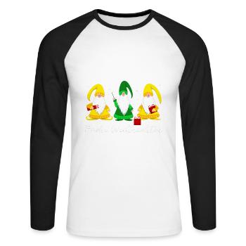 Frohe Weihnachten Wichtel - Unisex Baseballshirt langarm - Weiß/Schwarz - Vorne - Nik (191cm)