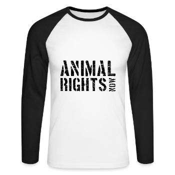 ANIMAL RIGHTS NOW - Unisex Long Sleeve Baseball T-Shirt - white/black - Front - Nik (191cm)