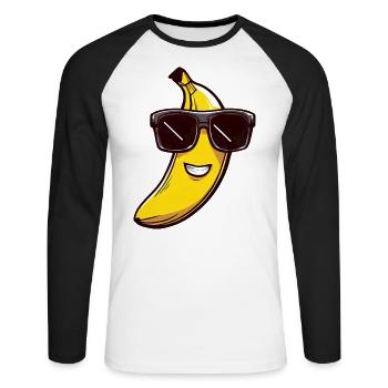 Cool banana with sunglasses - Funny design - Unisex Long Sleeve Baseball T-Shirt - white/black - Front - Nik (191cm)