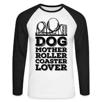 Dog Mother Roller Coaster Lover - Unisex Baseballshirt langarm - Weiß/Schwarz - Vorne - Nik (191cm)
