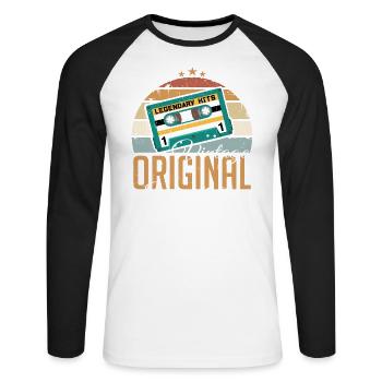 Original Juin 1969 Né 1969 Rétro - T-shirt baseball manches longues Homme - blanc/noir - Devant - Nik (191cm)